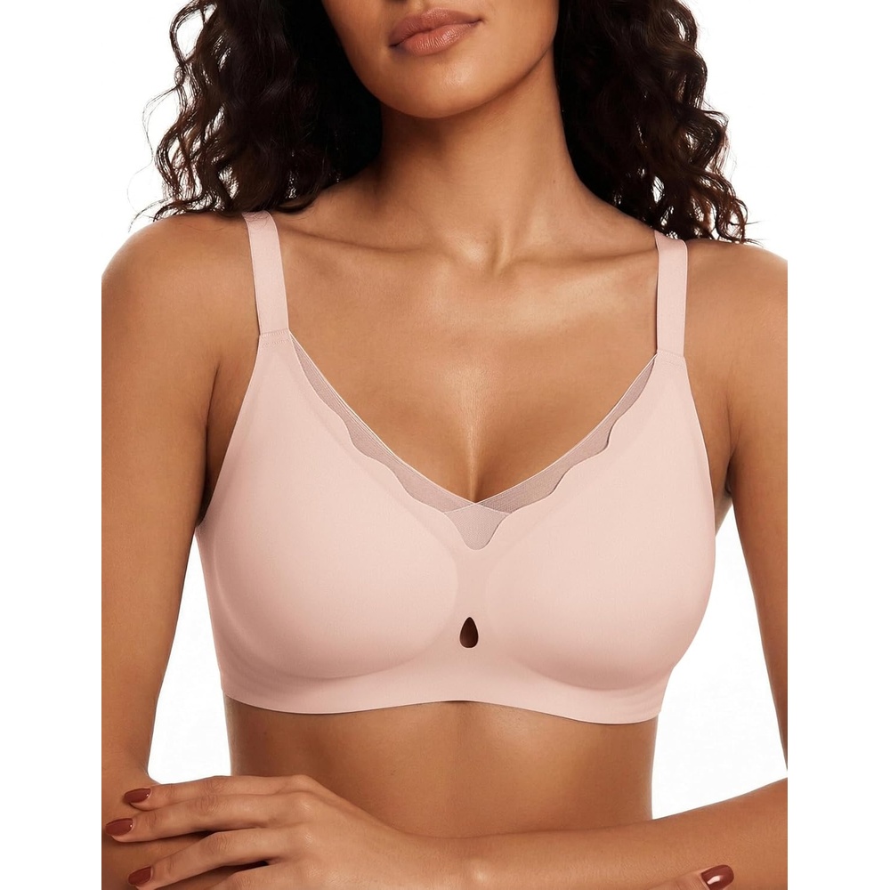 image:imageAvidlove Jelly Bras for Women Wireless Wave Seamless Full Coverage Bra Comfort Tshirt Padded Bralette Everyday BrasBeige