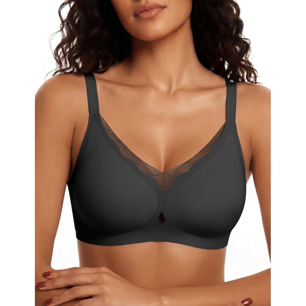 image:imageAvidlove Jelly Bras for Women Wireless Wave Seamless Full Coverage Bra Comfort Tshirt Padded Bralette Everyday BrasBlack