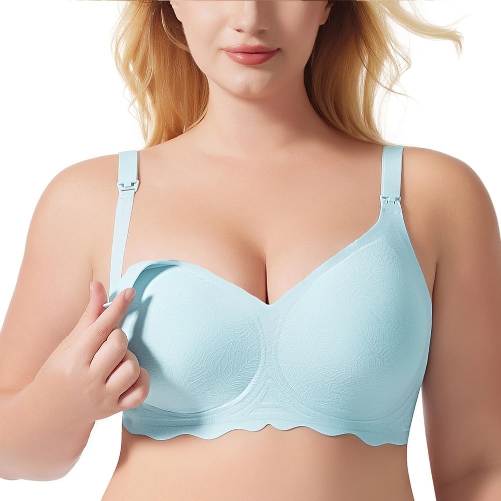 image:imageAvidlove Nursing Bras for Breastfeeding Seamless Ultra Comfort Maternity Bra Natural Shape Pregnancy Sleep BraletteLight Blue