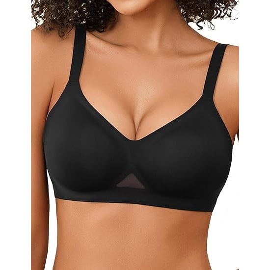 image:imageAvidlove Seamless Bras for Women Tshirt Bralettes Everyday Bra SXXL  V Neck Wirefree Padded Comfort Everyday Bra No UnderwireBlack