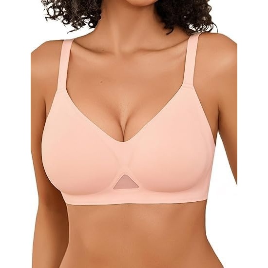 image:imageAvidlove Seamless Bras for Women Tshirt Bralettes Everyday Bra SXXL  V Neck Wirefree Padded Comfort Everyday Bra No UnderwireLight Pink