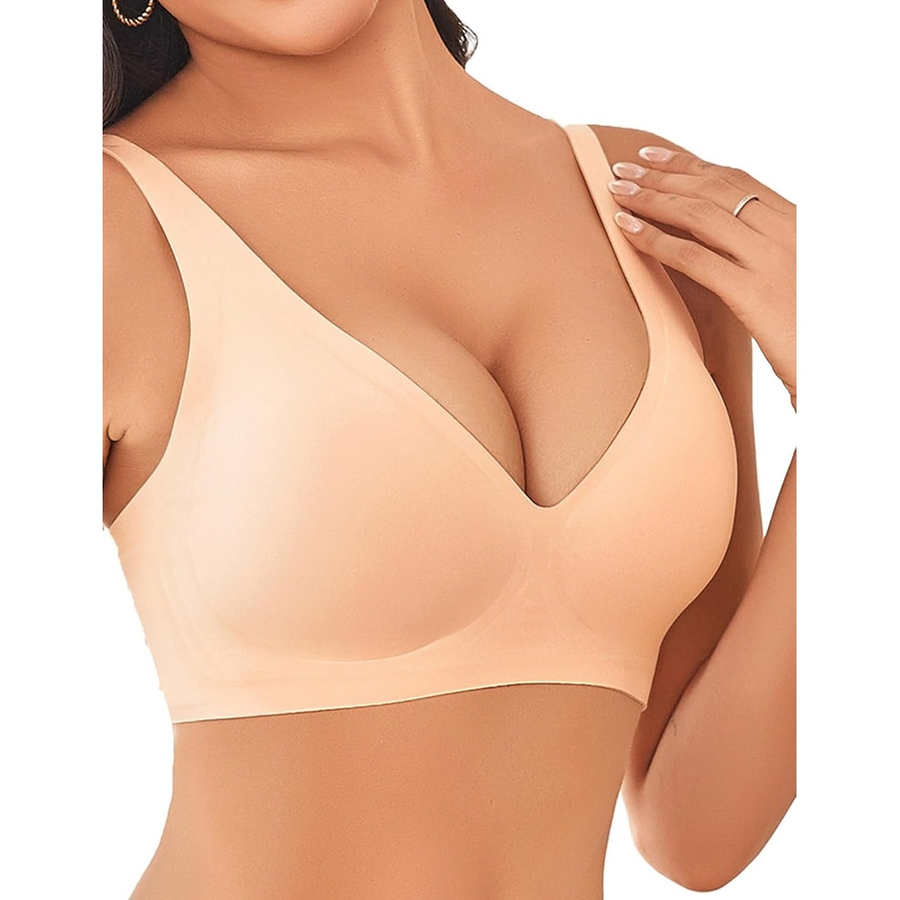 image:imageAvidlove Wireless Bras Full Coverage Seamless Comfort Colors Tshirt Bras for Women No Underwire with PaddedBeige