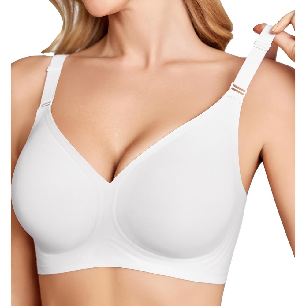image:imageAvidlove Wireless Bras for Women Push Up No Underwire Bra Full Coverage Seamless Bralettes Support Comfortable Everyday BraWhite