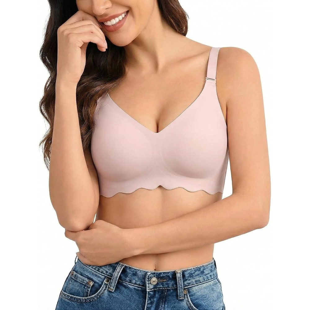 image:imageAvidlove Wireless Bras for Women Seamless Bralette Full Coverage Bra V Neck Tshirt BrassiereDusty Rose