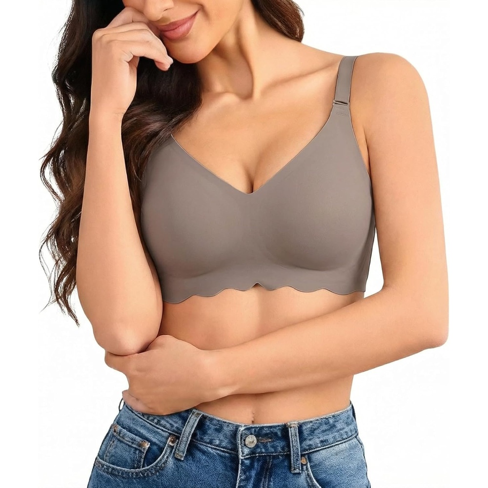 image:imageAvidlove Wireless Bras for Women Seamless Bralette Full Coverage Bra V Neck Tshirt BrassiereGrey