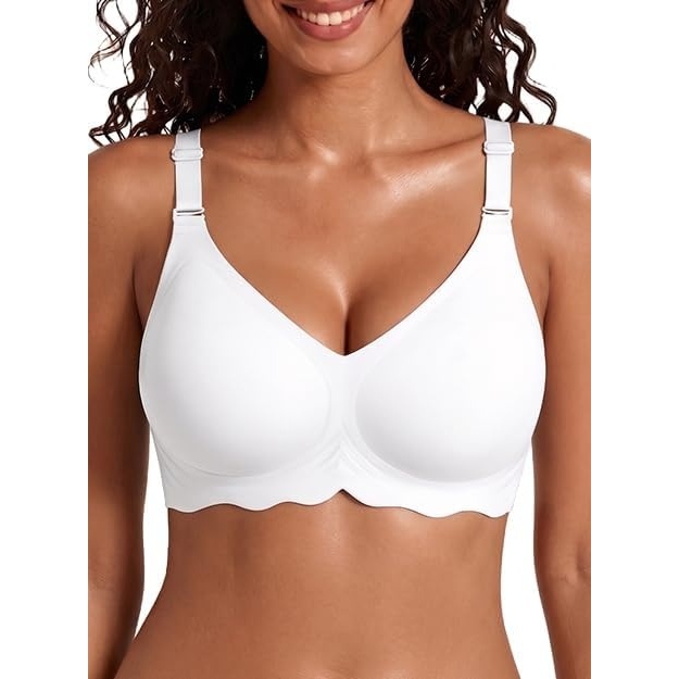 image:imageAvidlove Wireless Bras for Women Seamless Bralette Full Coverage Bra V Neck Tshirt BrassiereWhite