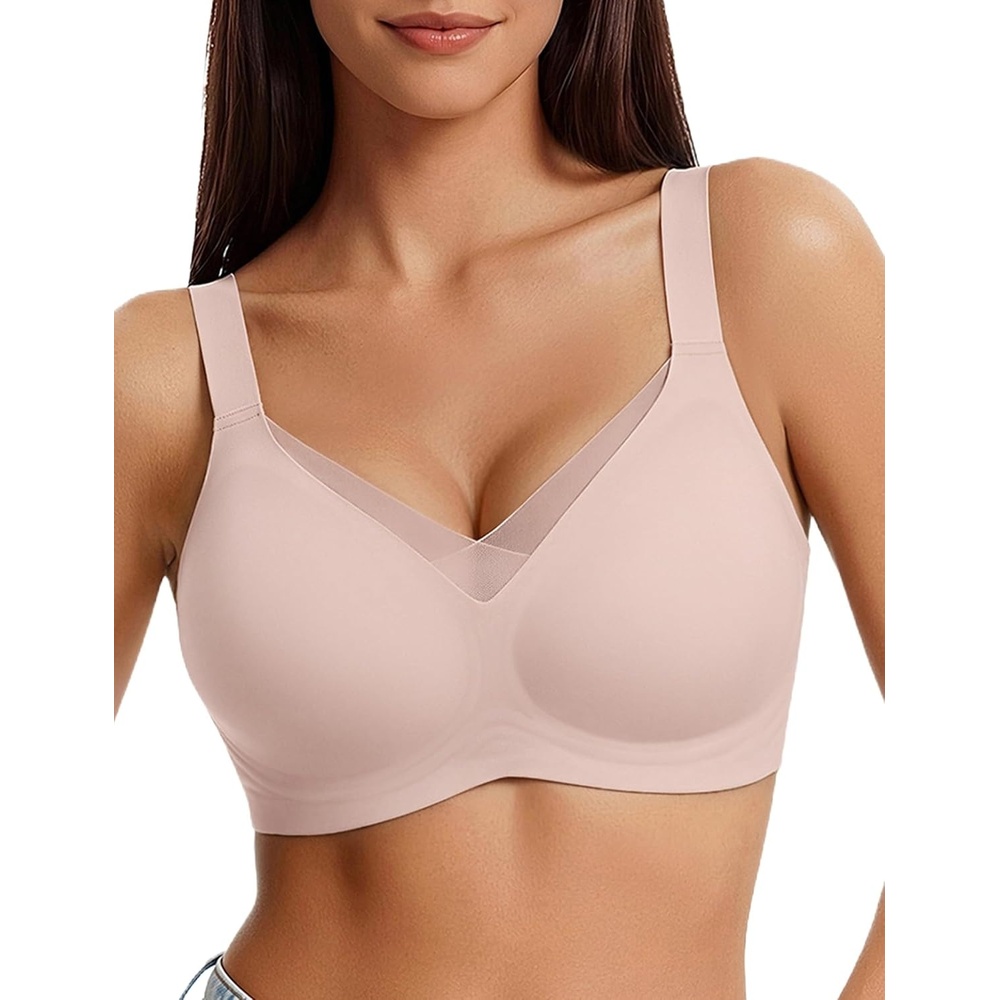 image:imageAvidlove Womens Seamless Bras No Underwire V Mesh Comfort Bralette Full Coverage Push Up Everyday TShirt BraCoupled Pink