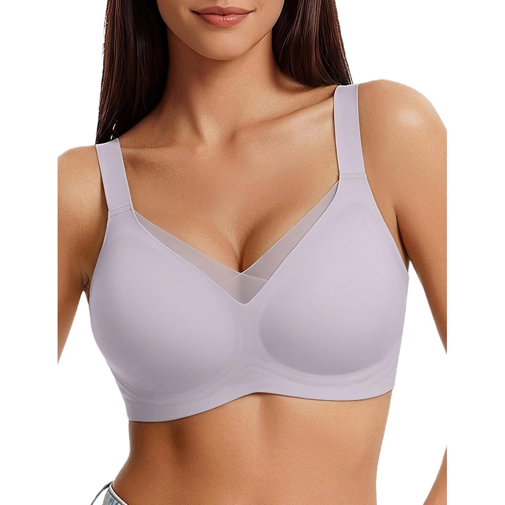 image:imageAvidlove Womens Seamless Bras No Underwire V Mesh Comfort Bralette Full Coverage Push Up Everyday TShirt BraLavender
