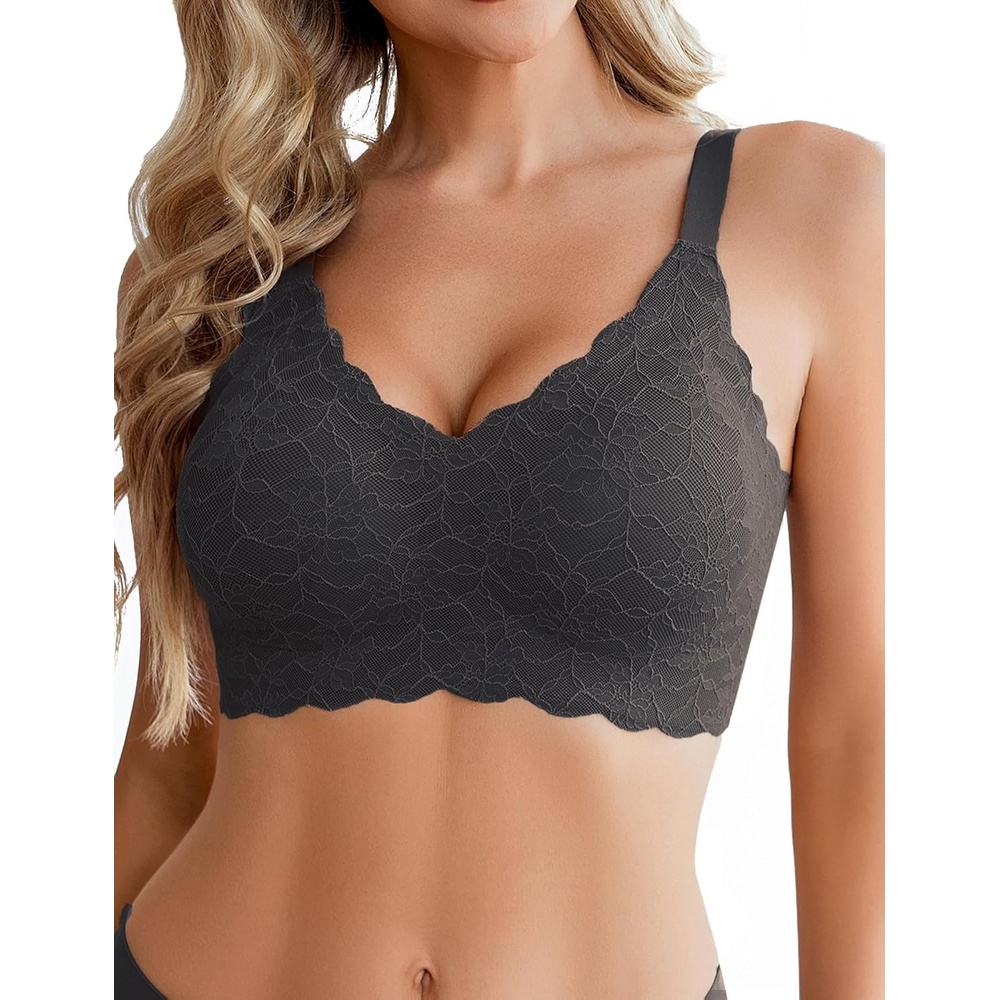 image:imageAvidlove Womens Seamless Bras Wireless Bra Full Coverage Lace Tshirt Everyday Bra S3XLBlack