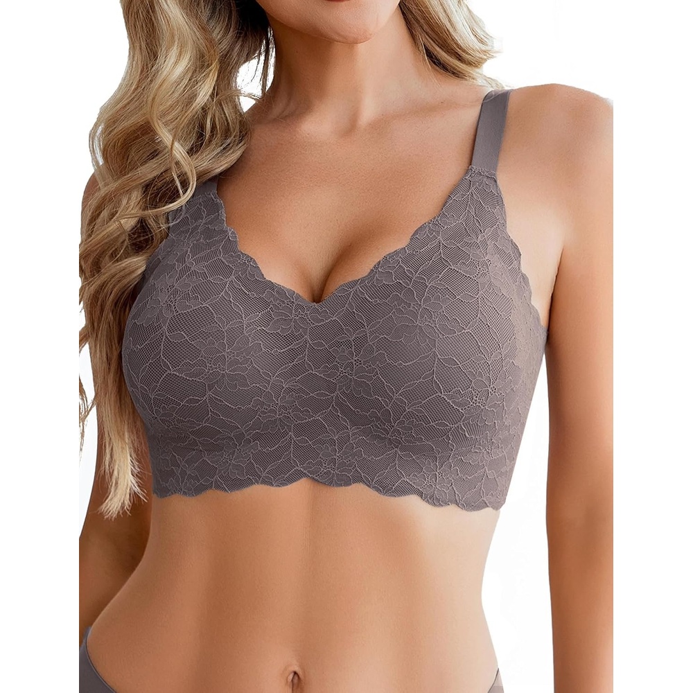 image:imageAvidlove Womens Seamless Bras Wireless Bra Full Coverage Lace Tshirt Everyday Bra S3XLGray