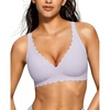 image:imageAvidlove Wireless Bra Womens Plunge V Neck Seamless Full Coverage Pushup Bralettes Everyday BrasLilac