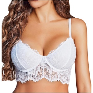 Avidlove Bralettes for Women Lace Underwire Bra Push Up Sexy Bras No Padded V Neck Camisole Lingerie Crop Top(White)