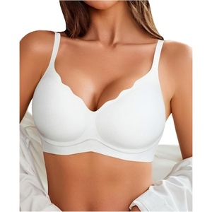 Avidlove Bras for Women No Underwire Seamless Push Up Bra Wireless Soft Bralettes Scalloped Full Coverage Everyday Bra(White)