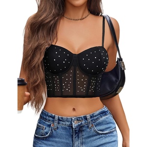 Avidlove Corset Tops for Women Push Up Bustier lingerie Mesh Sexy Going Out Party Club Top(Black)