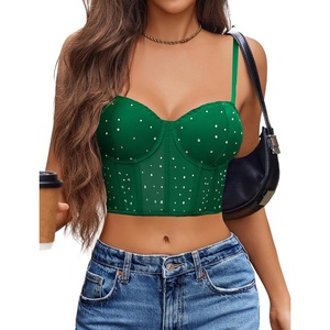 Avidlove Corset Tops for Women Push Up Bustier lingerie Mesh Sexy Going Out Party Club Top(Green)
