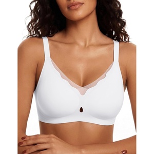 Avidlove Jelly Bras for Women Wireless Wave Seamless Full Coverage Bra Comfort Tshirt Padded Bralette Everyday Bras(White)