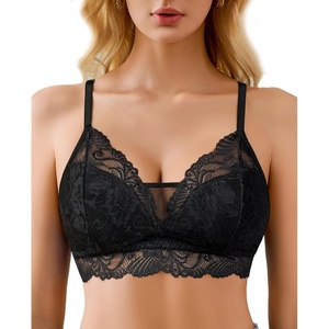 Avidlove Lace Bra No Underwire Sexy Bralettes Thin Unlined Racerback Balconette Everyday Bras Soft(Black)