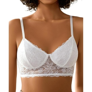 Avidlove Lace Bra Sexy Bralettes Womens Wireless Balconette Bras Half Cups Double-Layered Soft(White)