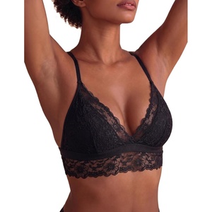 Avidlove Lace Bralette for Women Sexy Wireless Bralettes Non Padded Bralette V Neck Minimizer Lingerie(Black)