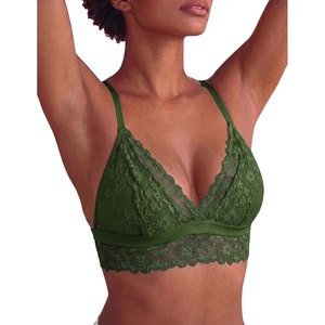 Avidlove Lace Bralette for Women Sexy Wireless Bralettes Non Padded Bralette V Neck Minimizer Lingerie(Green)