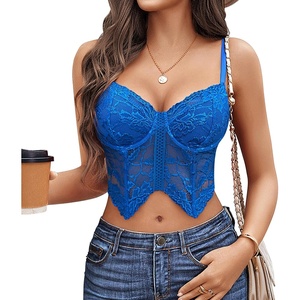 Avidlove Lace Bralettes for Women Y2k Camisole Lingerie Adjustable Strap Crop Top(Blue)