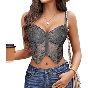 Avidlove Lace Bralettes for Women Y2k Camisole Lingerie Adjustable Strap Crop Top(Dark Gary)