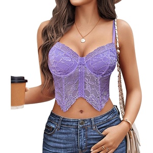 Avidlove Lace Bralettes for Women Y2k Camisole Lingerie Adjustable Strap Crop Top(Lilac)
