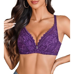 Avidlove Lace Bras for Women Bralettes with Underwire Full Coverage Sexy Bra Everyday Lingerie NO Padded(Purple)