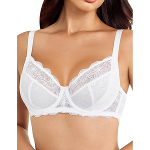Avidlove Lace Bras for Women Full Coverage Lifting Underwire Everyday Bra for Large Bust(White)