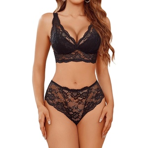 Avidlove Lingerie Set for Women Lace Bra and Panty Sets Sexy Underwear Bralettes Lingerie Outfits(Black)