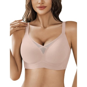 Avidlove Wireless Bras for Women No Underwire V Mesh Bralette Seamless Comfortable Bra Push Up Full Coverage Everyday Bras(Pink)