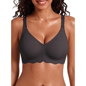 Avidlove Wireless Bras for Women Seamless Bralette Full Coverage Bra V Neck Tshirt Brassiere(Charcoal)