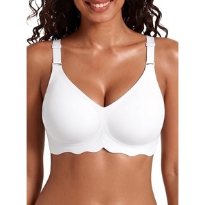 Avidlove Wireless Bras for Women Seamless Bralette Full Coverage Bra V Neck Tshirt Brassiere(White)