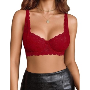 Avidlove Womens Bra Sexy Unlined Demi Balconette Underwire Bra Lingerie Unpadded(Wine Red)