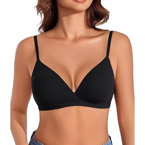 Avidlove Womens Bralette Triangle Bra Sexy Plunge Bralettes No Padding Bras Comfy Bralet(Black)