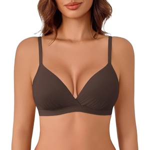Avidlove Womens Bralette Triangle Bra Sexy Plunge Bralettes No Padding Bras Comfy Bralet(Coffee)