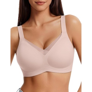 Avidlove Womens Seamless Bras No Underwire V Mesh Comfort Bralette Full Coverage Push Up Everyday T-Shirt Bra(Coupled Pink)
