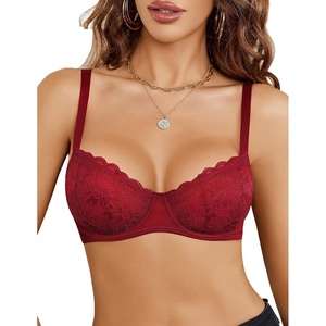 Avidlove Women’s Sexy Bra Lace Underwire Unlined Everyday Bra Lingerie S-XXL(Wine Red)