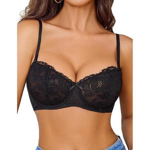 Avidlove Women’s Sexy Lace Bra Sheer Balconette Underwire Unlined Everyday Bras Lingerie Black