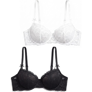 Avidlove Women’s Sexy Lace Bra Sheer Underwire Unlined Balconette Everyday Bras Lingerie(Black&white)