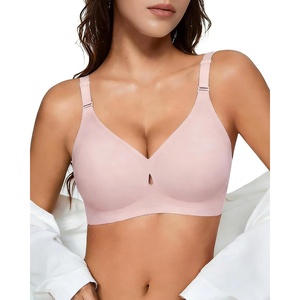 Womens Wireless Jelly Bras Seamless Bra No Underwire Full Coverage Padded Bralette Comfortable Everyday Bras(Pink)