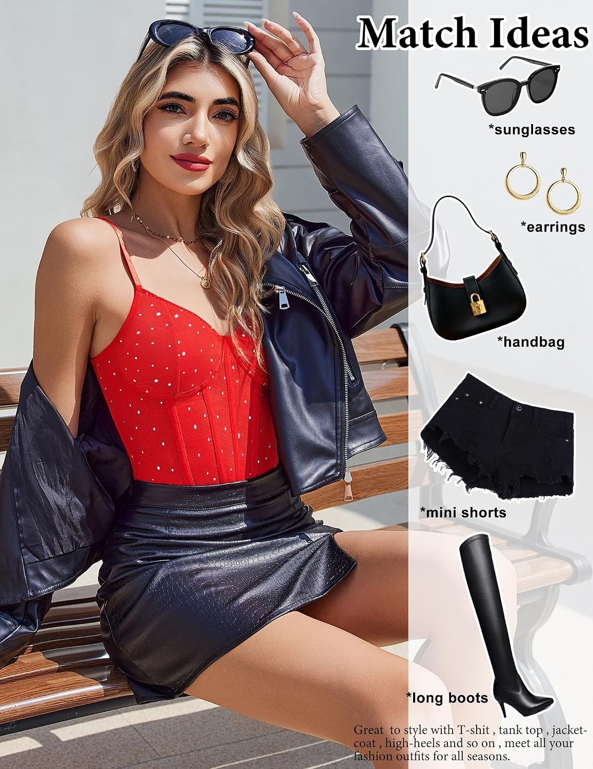 image:imageAvidlove Bodysuits for Women Sheer Thong Body Suit Mesh One Piece Sparkle Leotard Shirt Going Out Tops Concert Outfits SXXLRed