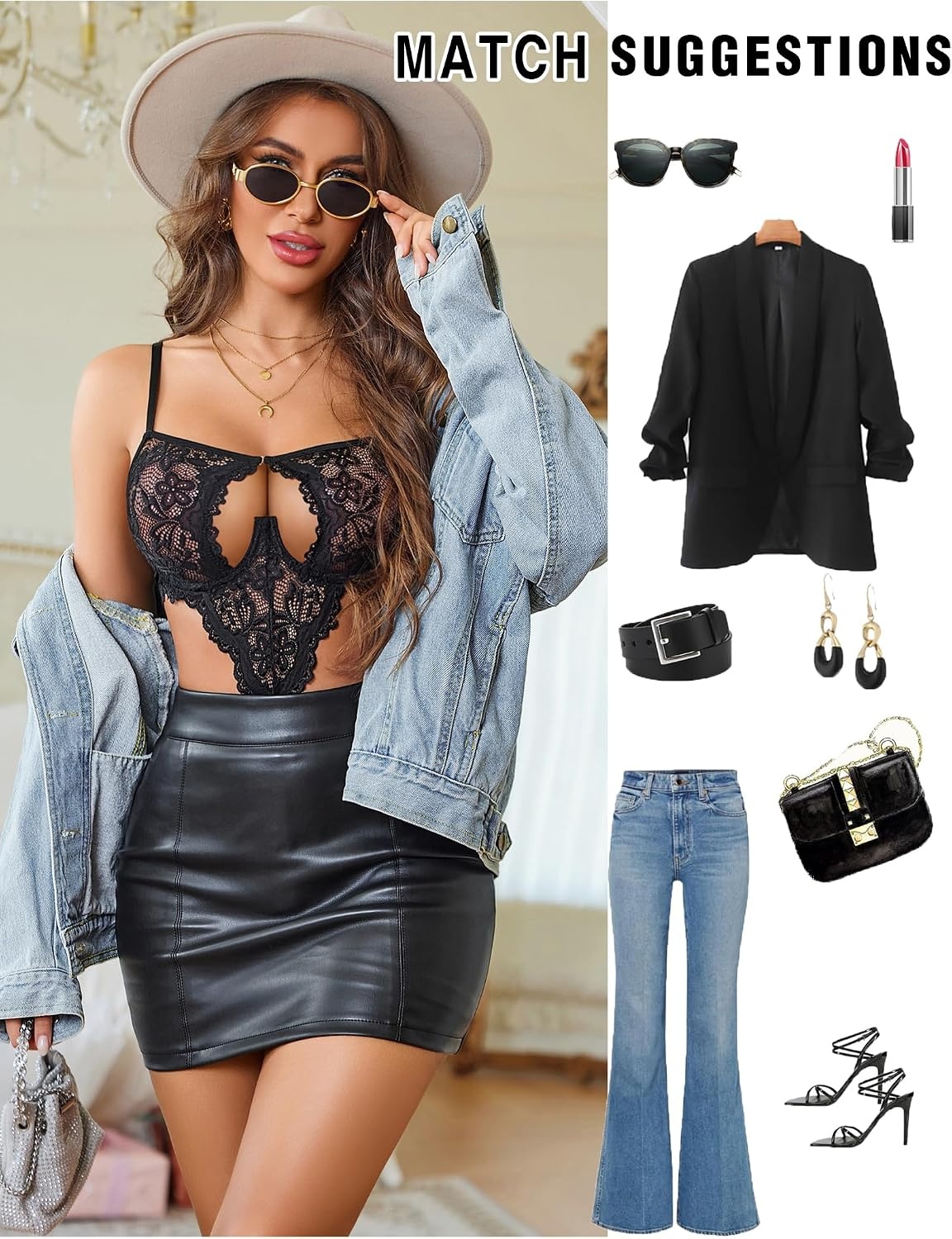 image:imageAvidlove Lingerie for Women Underwired Lace Teddy FrontOpening Lingerie Sexy Cut Out Bodysuit One Piece Mini BabydollBlack