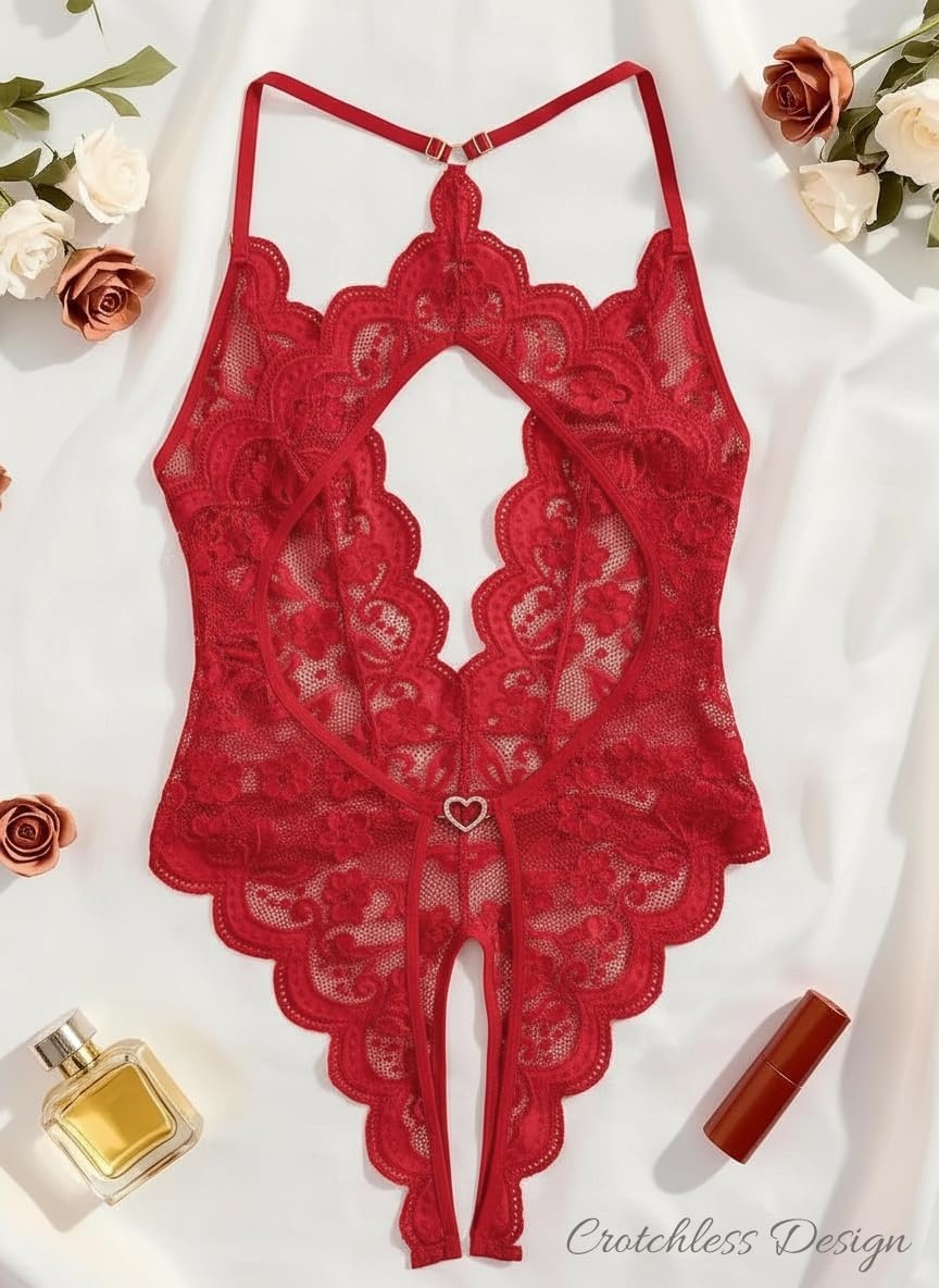 image:imageAvidlove Sexy Lingerie for Women Deep V Lace Teddy Lingerie Bodysuit One Piece BabydollBurgundy