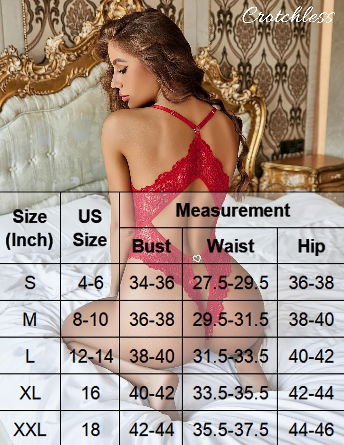 image:imageAvidlove Sexy Lingerie for Women Deep V Lace Teddy Lingerie Bodysuit One Piece BabydollBurgundy