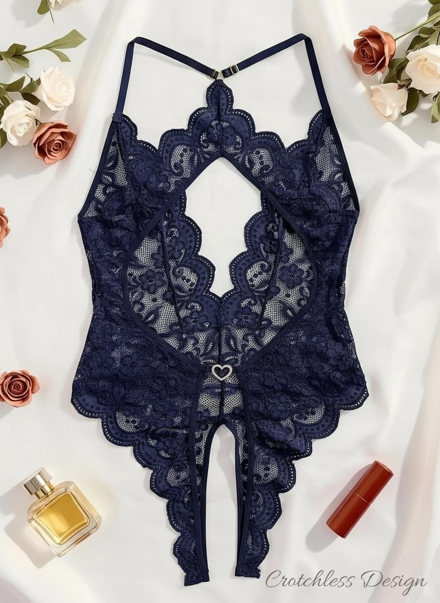 image:imageAvidlove Sexy Lingerie for Women Deep V Lace Teddy Lingerie Bodysuit One Piece BabydollNavy Blue