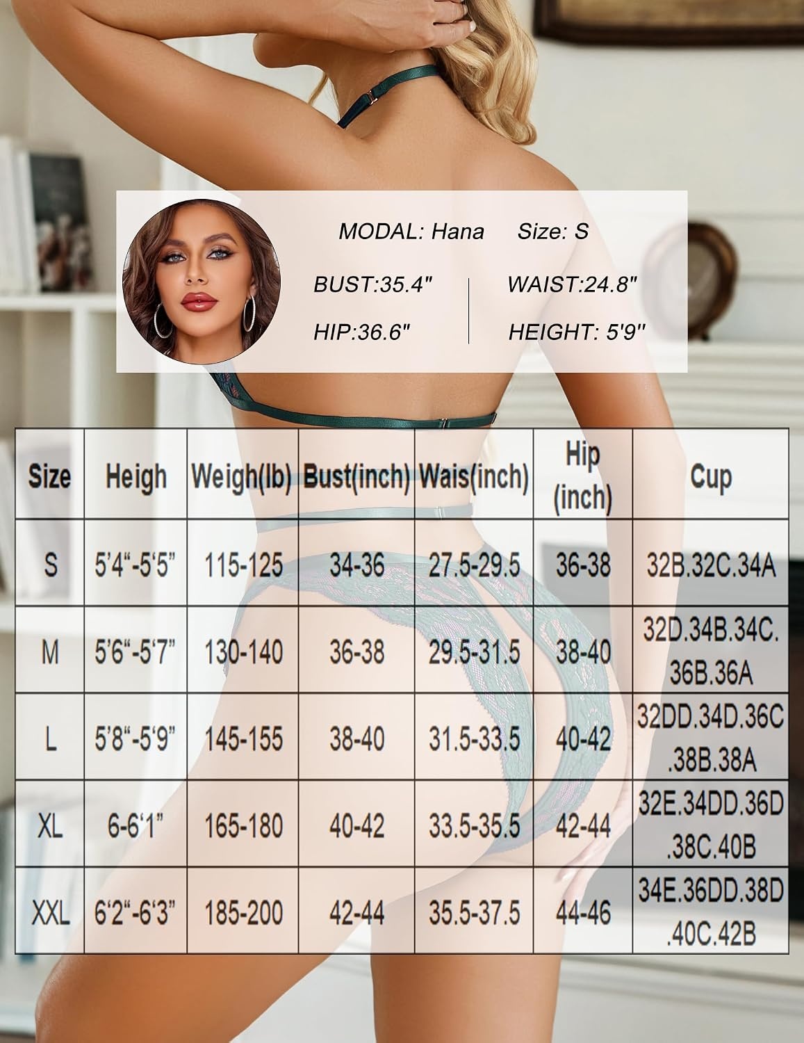 image:imageAvidlove Sexy Lingerie for Women Halter V Neck Teddy Cut Out One Piece Lace BodysuitGreen