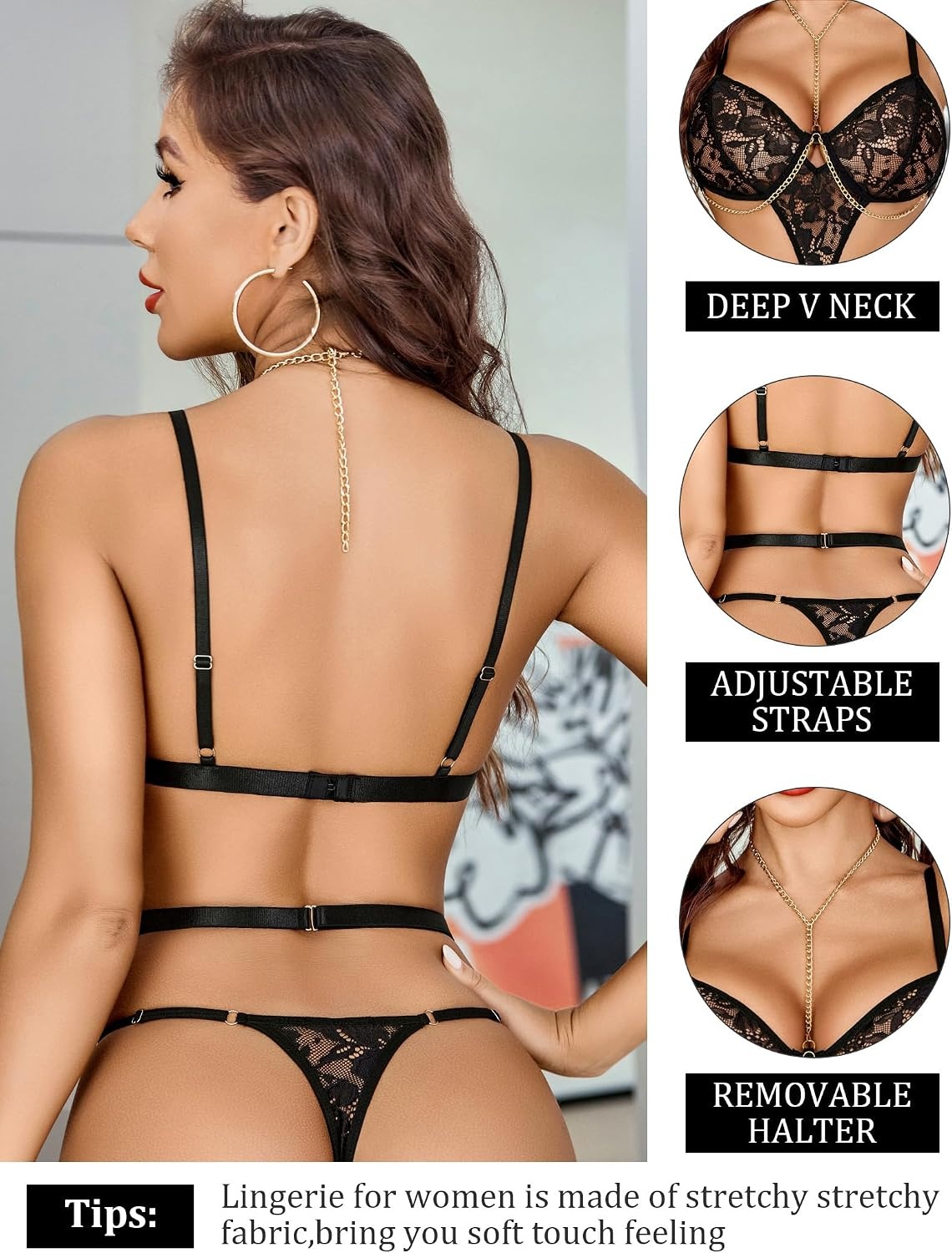 image:imageAvidlove Women Lingeries Deep V Teddy Lingerie Sexy Lace Bodysuit Cut Out One Piece Mini Babydoll