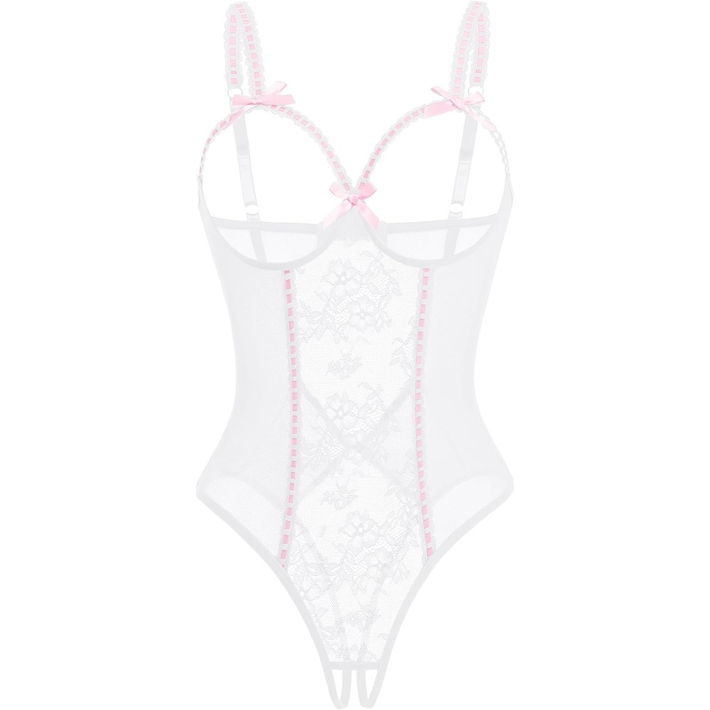 image:imageAvidlove Women One Piece Lingerie Lace Bodysuit Mini Babydoll Sexy Teddy Sleepwear SXXLWhite