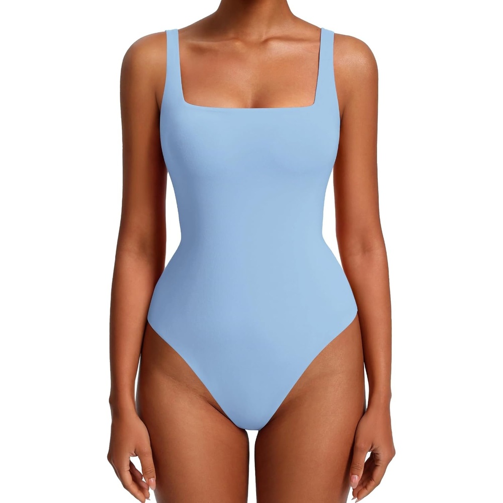 image:imageAvidlove Womens Sexy Square Neck Bodysuits Backless Double Lined Tank Tops Thong Body Suits Going Out Outfits 2026Light Blue